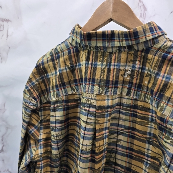 St Johns Bay Shirt Mens XL Brown Plaid Camp Mountain Tree Print Button Down - Picture 5 of 11